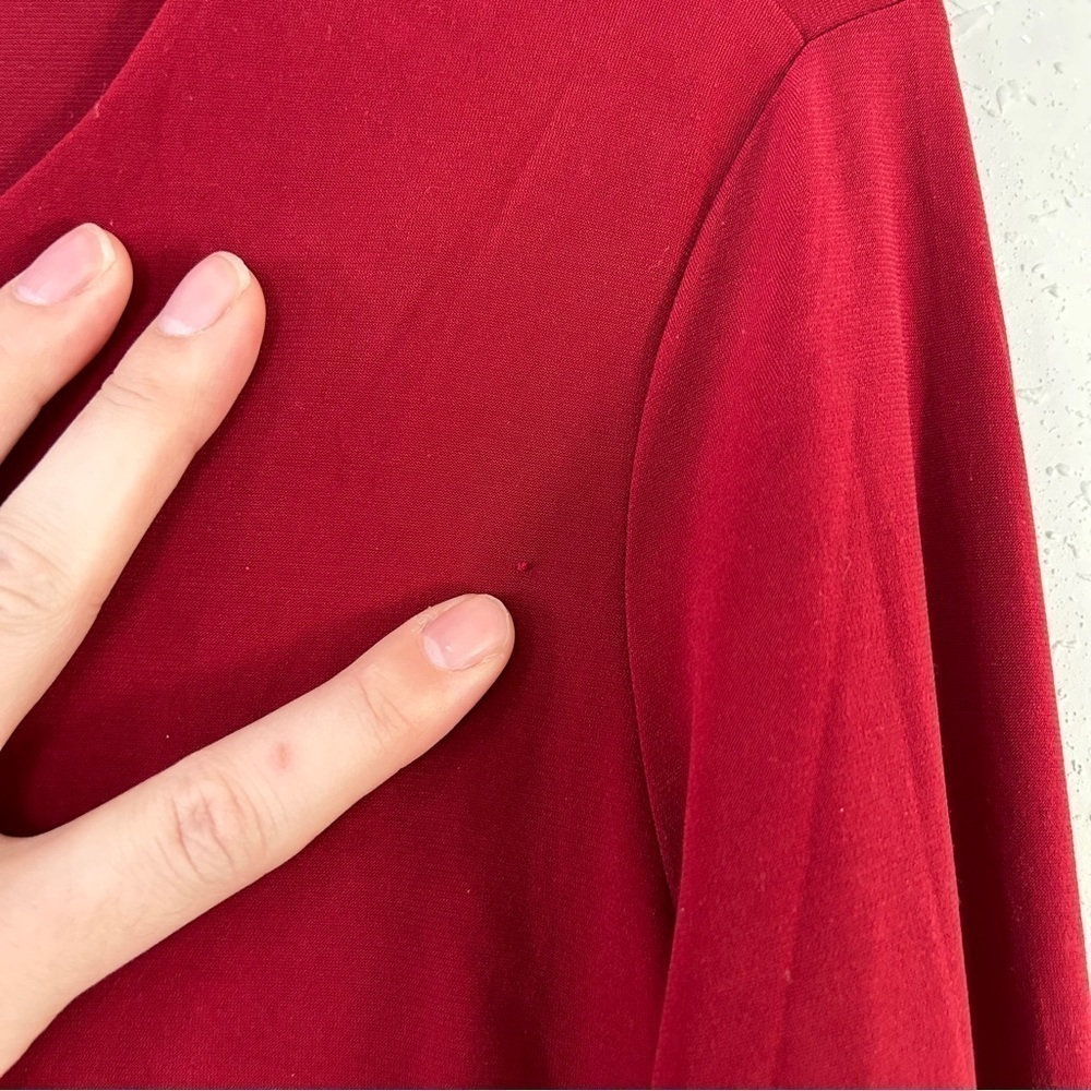 🦋 Carmen Marc Volvo Red Gold Detail Long Sleeve Blouse Small Medium Stretch - Picture 8 of 8